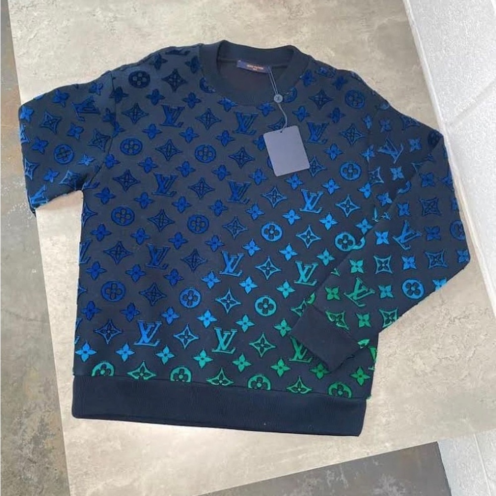 Men's Designer Blue and Green Sweater